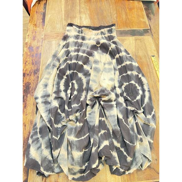 Solitaire Women's Black Tie Dyed Boho Bubble Pick up Maxi Skirt Size Small - Picture 2 of 5